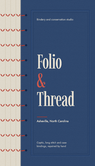 Folio and Thread Bookbinder Business Card template preview