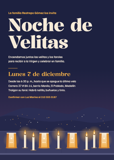 Noche de Velitas Family Candle Night Invitation template preview