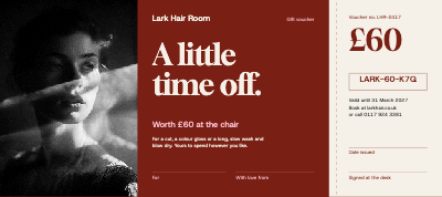 Lark Hair Room Gift Voucher and Price List template preview