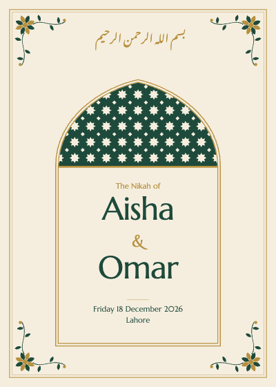 Aisha and Omar Nikah Invitation template preview