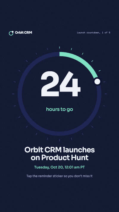 Orbit CRM 24 Hour Launch Story Sequence template preview