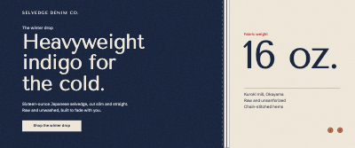 Selvedge Denim Co Winter Shopify Hero Set template preview
