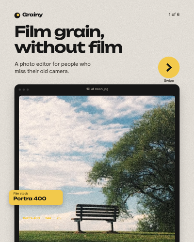 Grainy Photo Editor Feature Carousel template preview