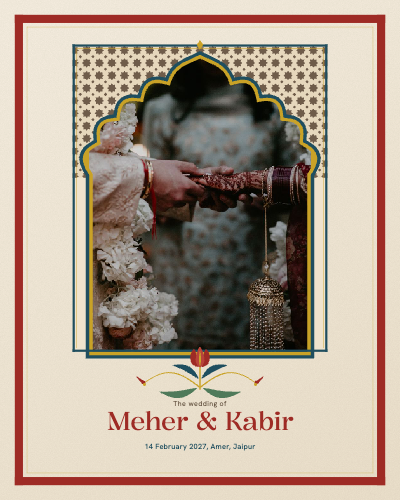 Sheesh Mahal Mughal Arch Wedding Portrait Frame template preview