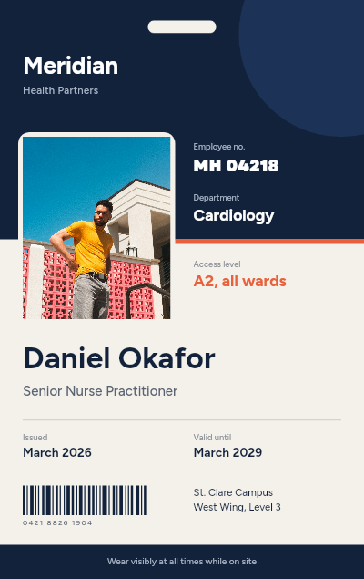 Meridian Employee ID Badge template preview