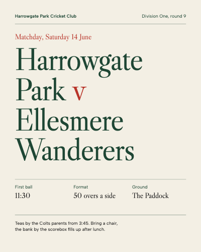 Harrowgate Park Cricket Matchday Set template preview