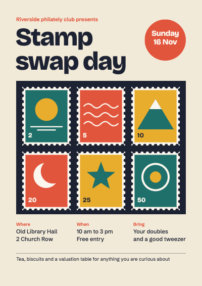 Stamp Swap Day Flyer template preview
