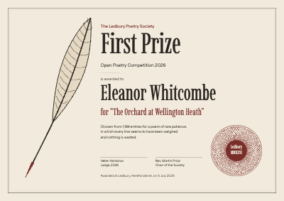 Ledbury Poetry Society Prize Certificate template preview