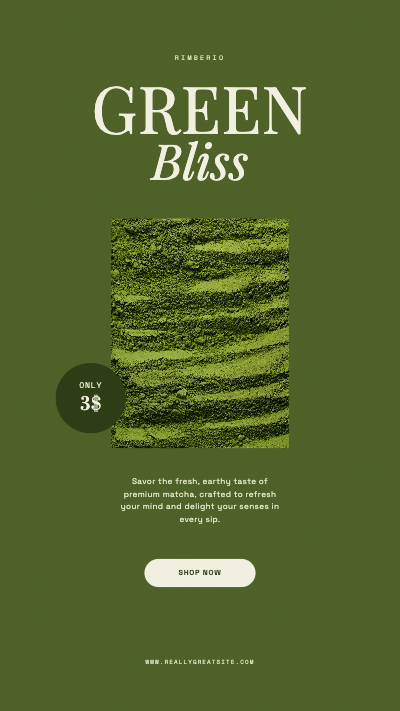 Green Bliss Matcha Poster template preview