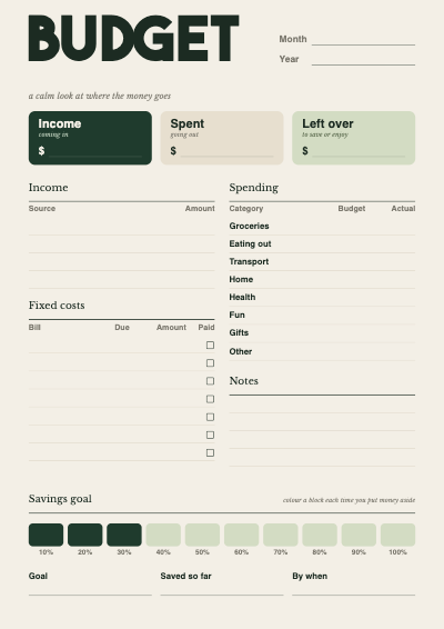Monthly Budget Tracker template preview
