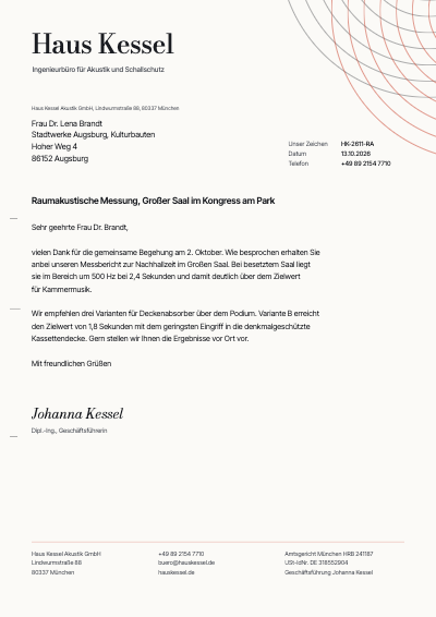 Haus Kessel Acoustic Engineers Letterhead template preview