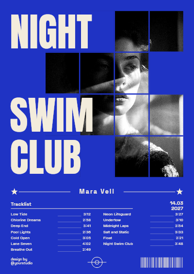 Night Swim Club Poster template preview