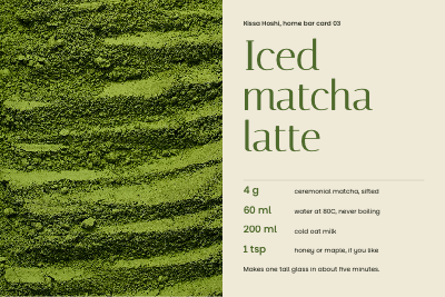 Kissa Hoshi Matcha Latte Recipe Card template preview