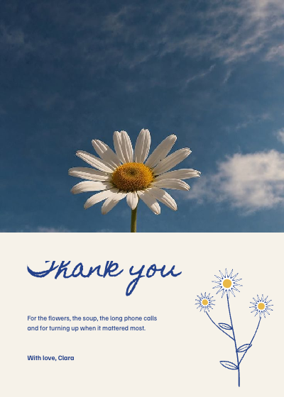 Daisy Sky Thank You Card template preview