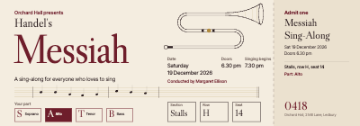 Orchard Hall Messiah Sing-Along Concert Ticket template preview