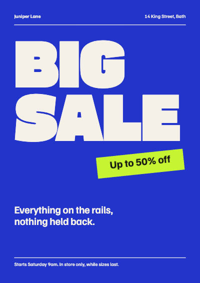 Juniper Lane Window Sale Posters template preview