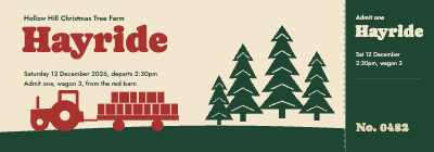 Hollow Hill Christmas Tree Farm Hayride Ticket template preview