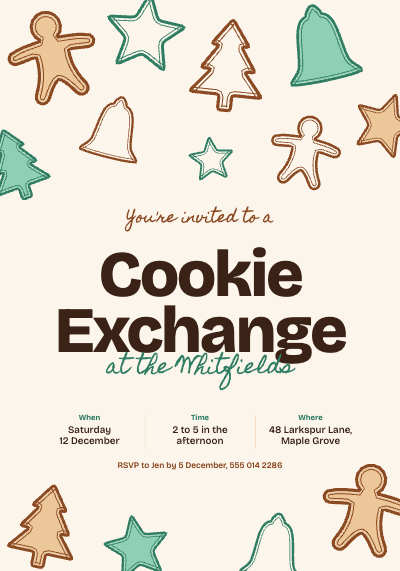 Cookie Exchange at the Whitfields Invitation template preview