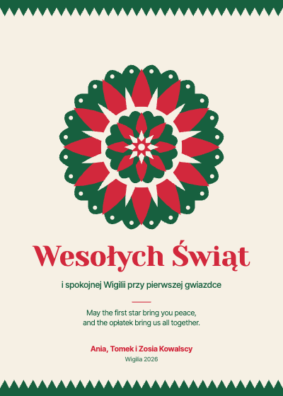 Opłatek Wigilia Christmas Eve Card template preview