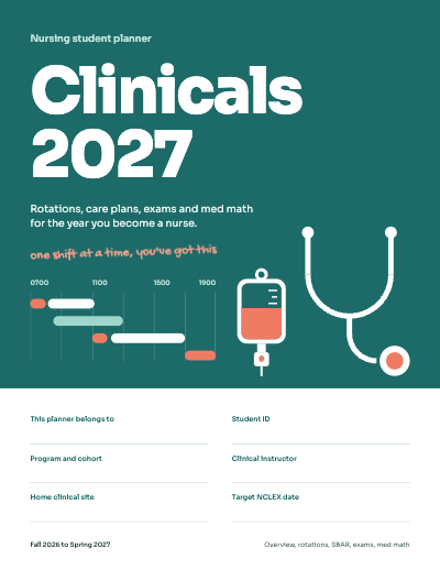 Clinicals 2027 Nursing Student Planner template preview