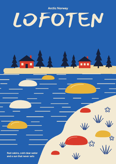 Lofoten Islands Travel Poster template preview