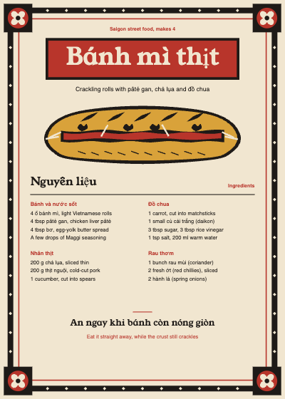 Banh Mi Thit Dong Ho Print Recipe Card template preview