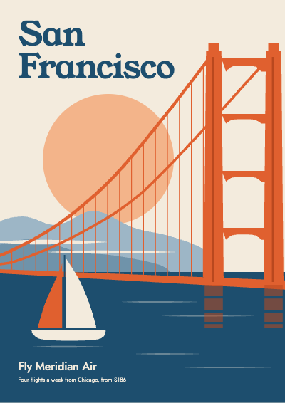 Meridian Air San Francisco Travel Poster template preview