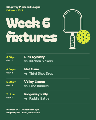 Ridgeway Pickleball League Fixtures and Results Set template preview