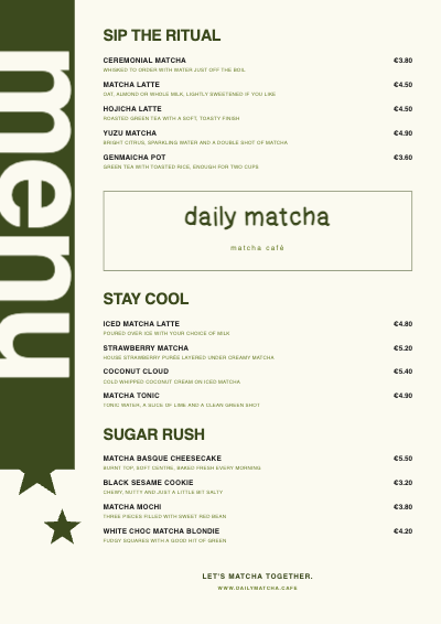 Matcha Daily Menu template preview