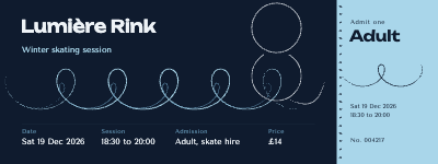 Lumière Rink Winter Skating Session Ticket template preview