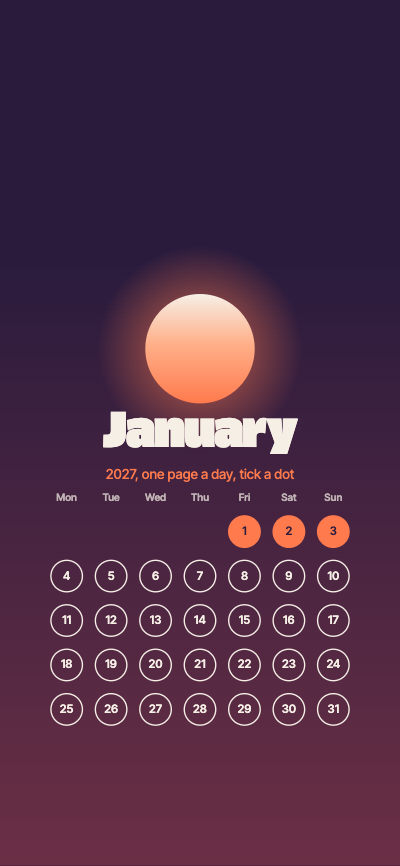 Tally Dots January 2027 Phone Wallpaper Set template preview