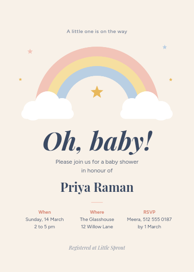 Rainbow Baby Shower Invitation template preview