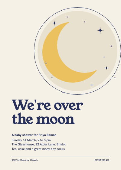 Over the Moon Baby Shower template preview