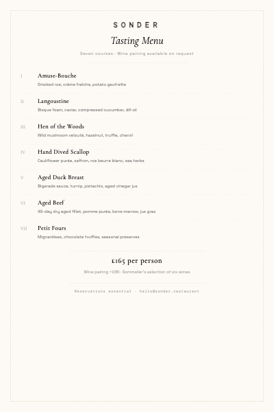 Fine Dining Tasting Menu template preview
