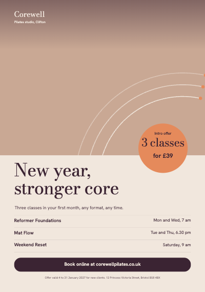 Corewell Pilates New Year Intro Offer Flyer template preview