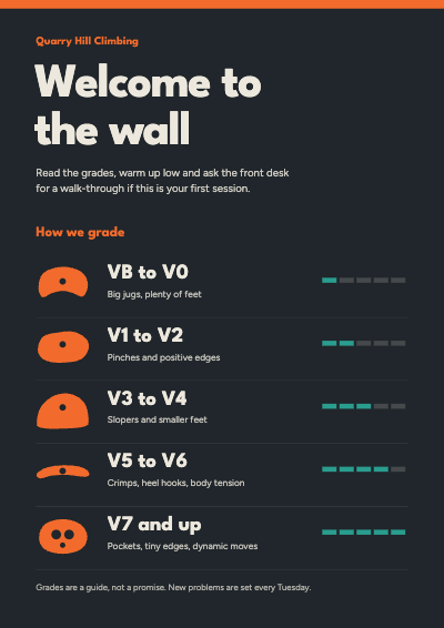 Quarry Hill Climbing Gym Wayfinding Signs template preview