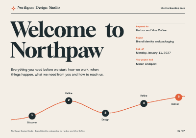 Northpaw Design Studio Client Onboarding Pack template preview
