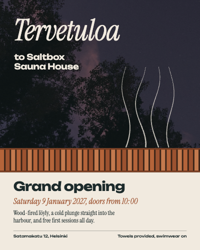 Saltbox Sauna House Grand Opening template preview