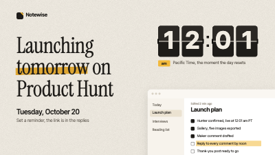 Notewise Launching Tomorrow Countdown Set template preview