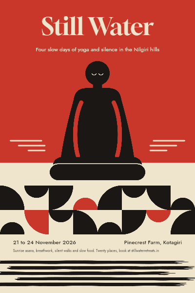 Still Water Geometric Yoga Retreat Poster template preview