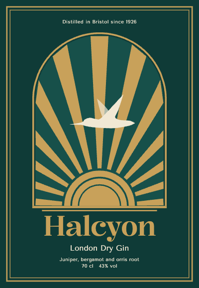 Halcyon Art Deco Gin Label template preview