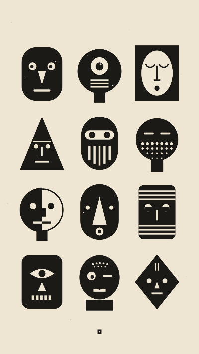 Twelve Block Printed Faces Wallpaper template preview