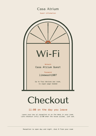 Casa Atrium Hotel Guest Signage Set template preview