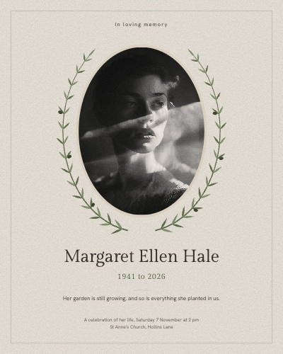 In Loving Memory Olive Wreath Memorial Frame template preview