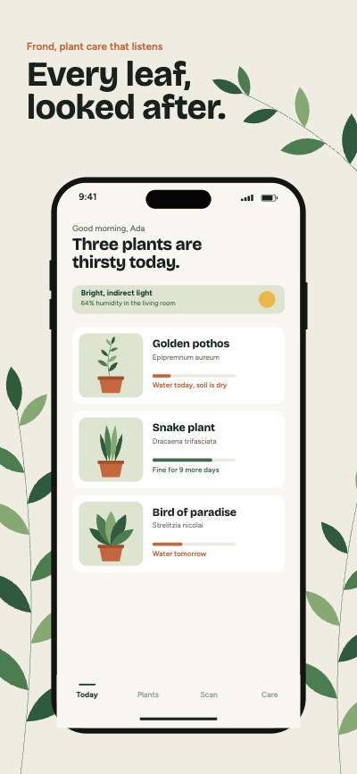Frond Plant Care App Screenshots template preview